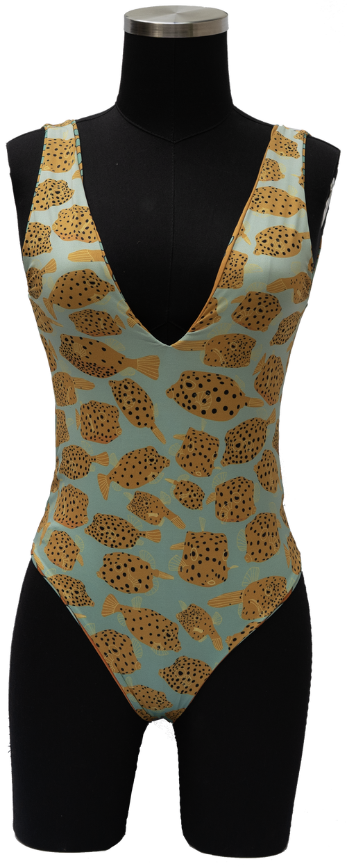 AGUA ORNATE COWFISH/YELLOW BOX FISH REVERSIBLE ONE PIECE